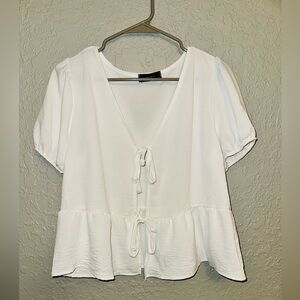 White Blouse with Tie Front